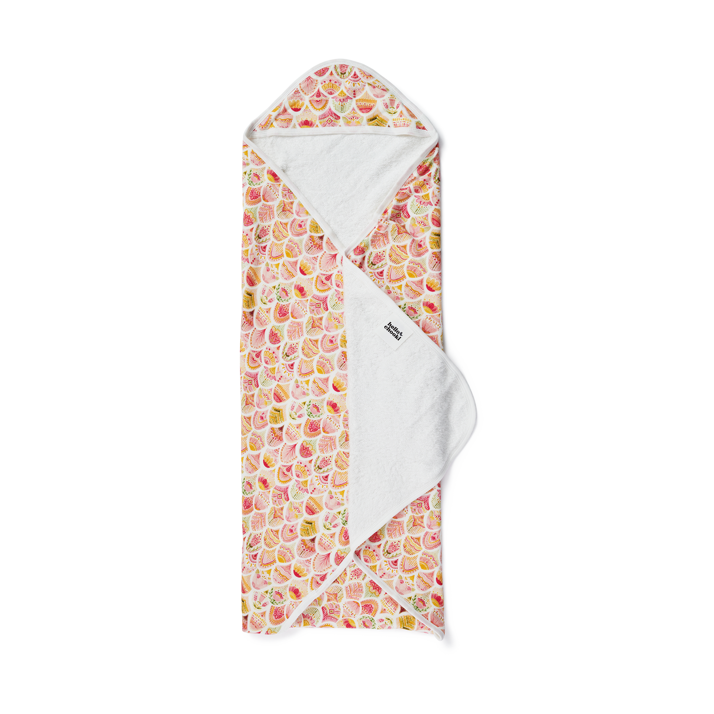 BABY HOODED TOWEL - FLORAL SCALE