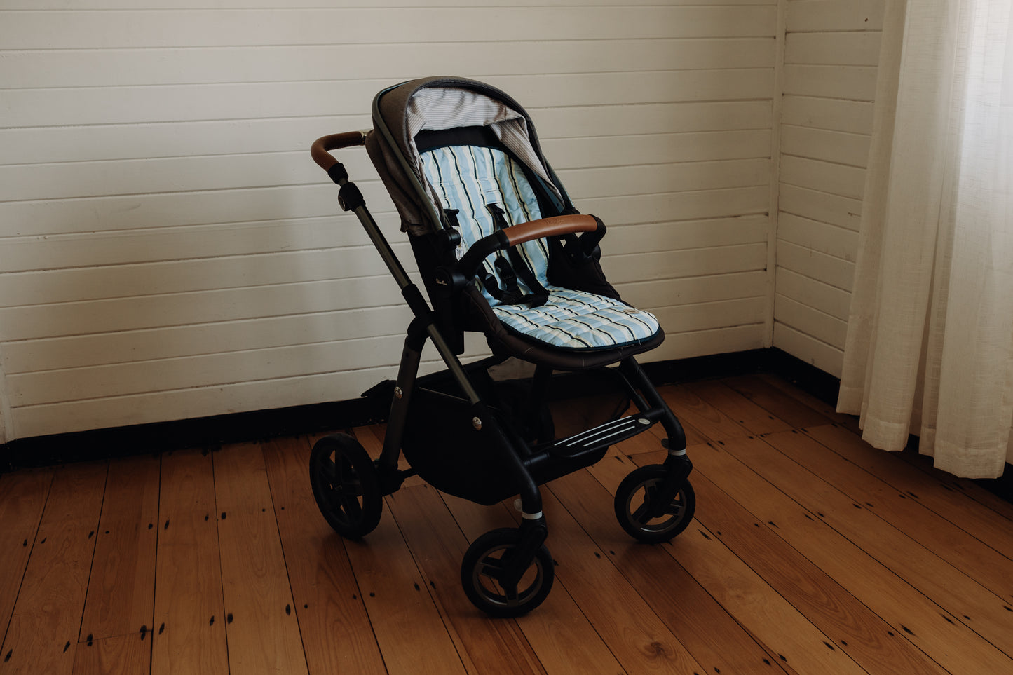 Hello Chooki-Pram Liner-Blue-Superhero-Stripes-Reversible-Universal Size-Extra Thick