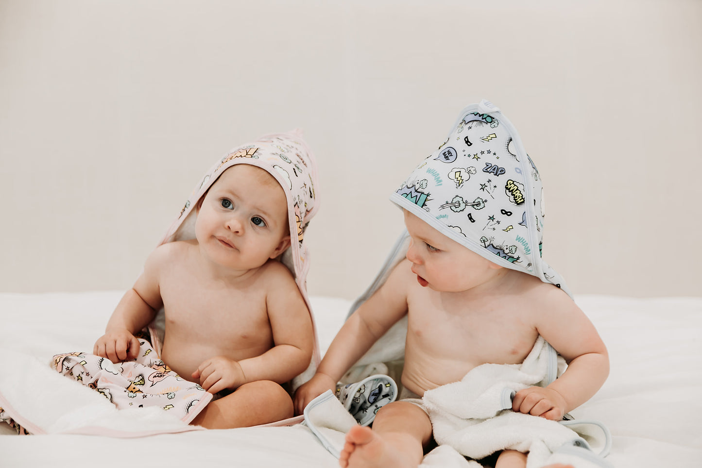 BABY HOODED TOWEL - SUPERHERO BLUE