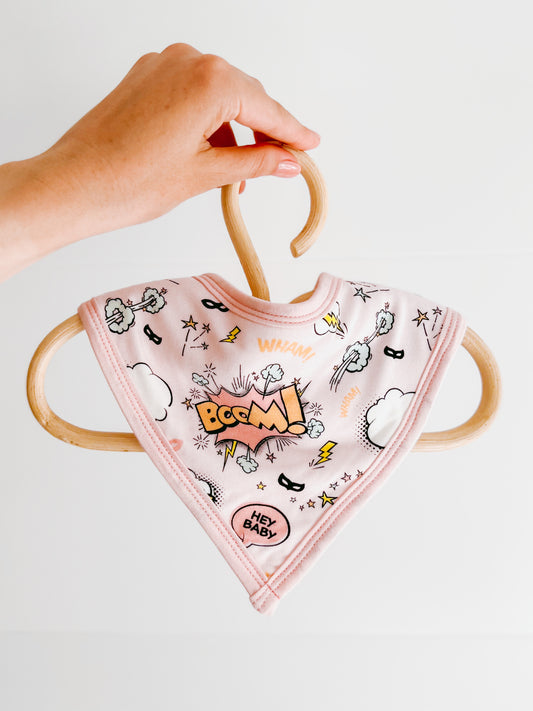 BIB SET (PACK OF 2) - SUPERHERO PINK