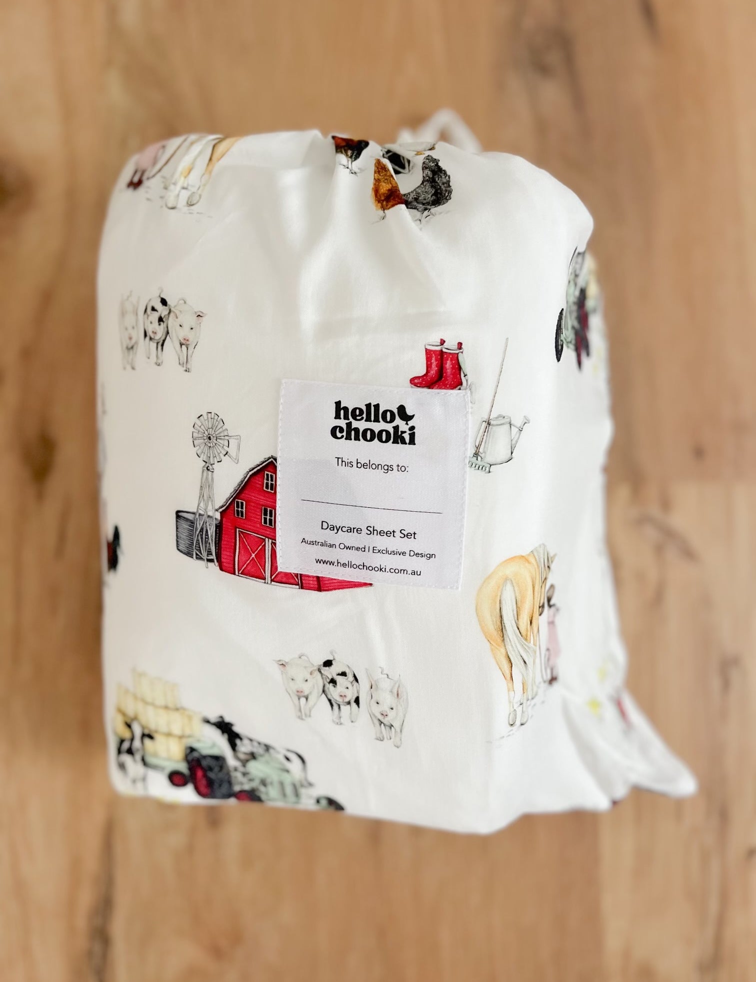 Daycare + Kindy Sheet Set Wash Bag - Farm