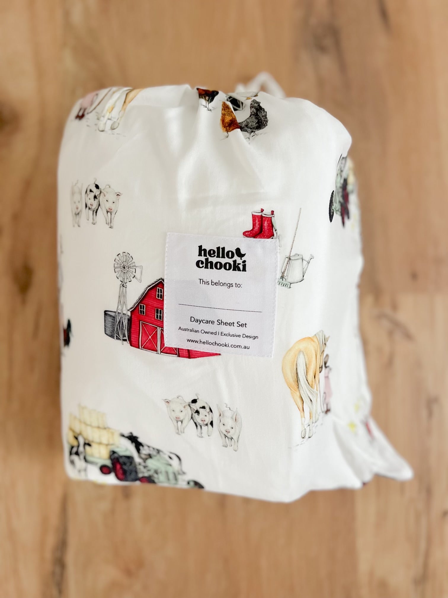 Daycare + Kindy Sheet Set Wash Bag - Farm