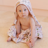 BABY HOODED TOWEL - SUPERHERO PINK