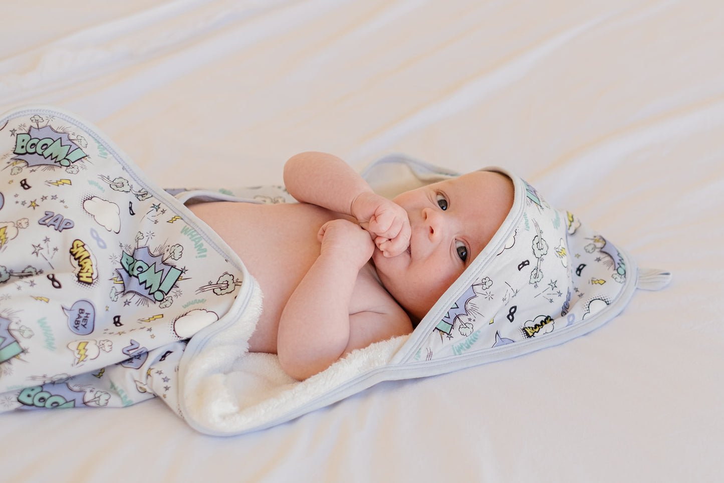 BABY HOODED TOWEL - SUPERHERO BLUE